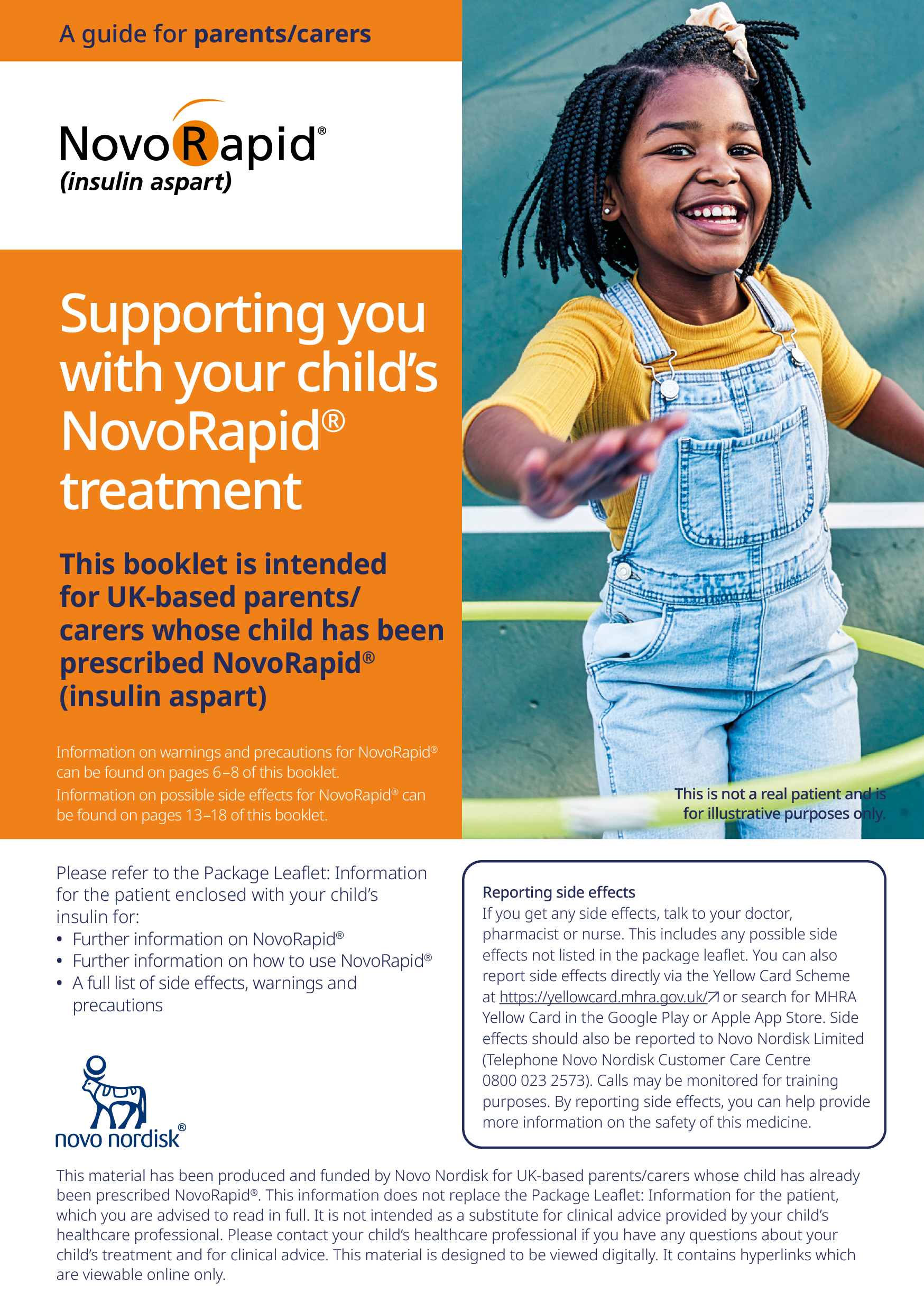 Alt Text: NovoRapid® digital patient booklet for parents/ carers