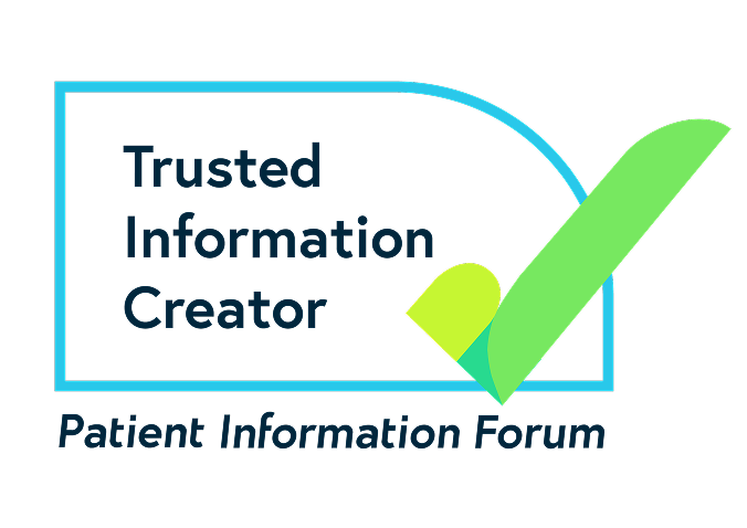 Alt Text: PIF TICK logo with the words Trusted Information Creator and Patient Information Forum. There is a blue rectangular border with a big green tick.